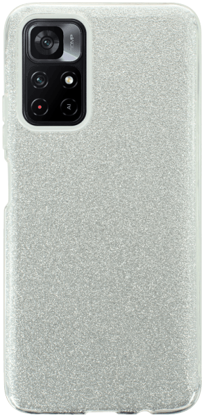 Xiaomi Poco M4 Pro 5G szilikon tok kivehető ezüst csillámporos réteg ezüst