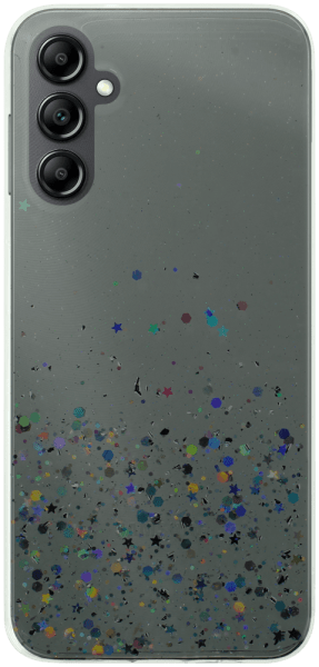 Samsung Galaxy A14 (SM-A145R) kemény hátlap szilikon kerettel flitteres átlátszó