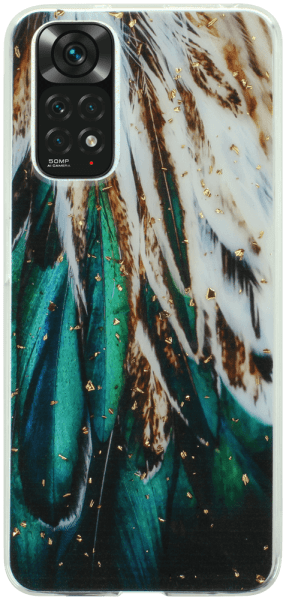 Xiaomi Redmi Note 11S kemény hátlap Gold Glam Feathers