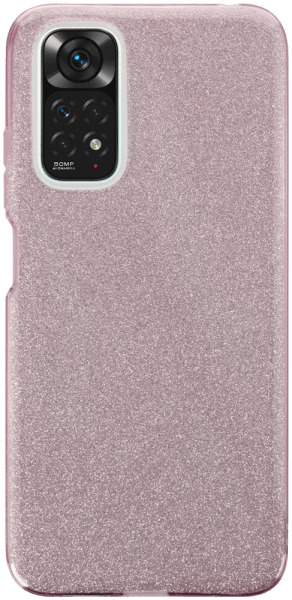 Xiaomi Redmi Note 11S szilikon tok kivehető ezüst csillámporos réteg halvány rózsaszín