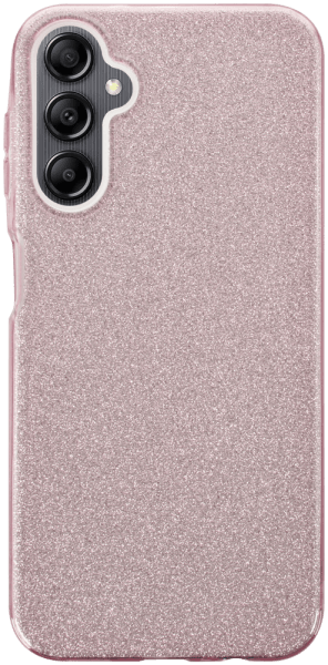 Samsung Galaxy A14 5G (SM-A146P) szilikon tok kivehető ezüst csillámporos réteg halvány rózsaszín