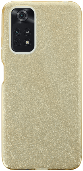 Xiaomi Poco M4 Pro szilikon tok kivehető ezüst csillámporos réteg halvány sárga