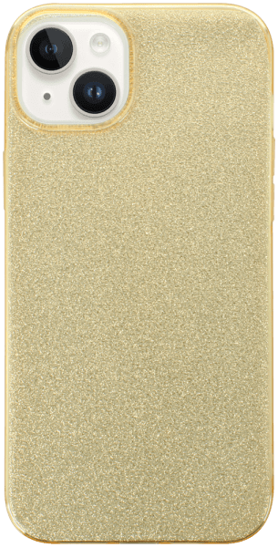 Apple iPhone 14 Plus szilikon tok kivehető ezüst csillámporos réteg halvány sárga