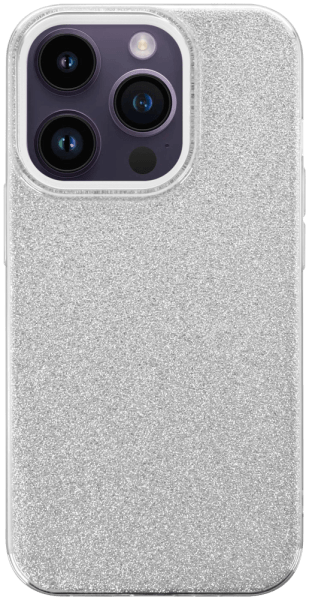 Apple iPhone 14 Pro szilikon tok kivehető ezüst csillámporos réteg átlátszó