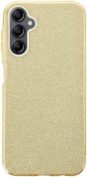 Samsung Galaxy A14 (SM-A145R) szilikon tok kivehető ezüst csillámporos réteg halvány sárga