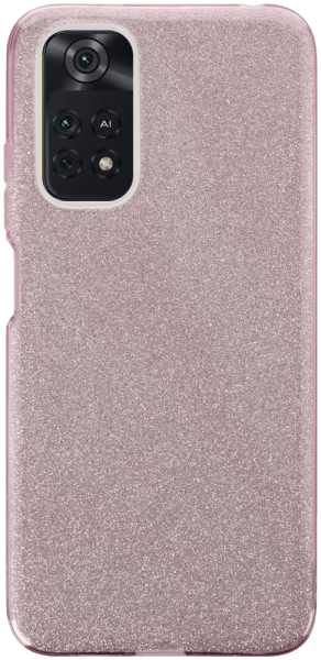 Xiaomi Poco M4 Pro szilikon tok kivehető ezüst csillámporos réteg halvány rózsaszín