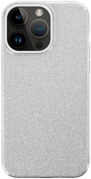 Apple iPhone 14 Pro Max szilikon tok kivehető ezüst csillámporos réteg átlátszó