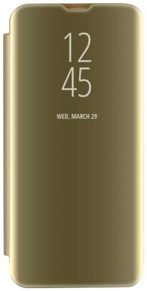 Samsung Galaxy S23 (SM-S911B) oldalra nyíló flipes bőrtok Smart Clear View arany