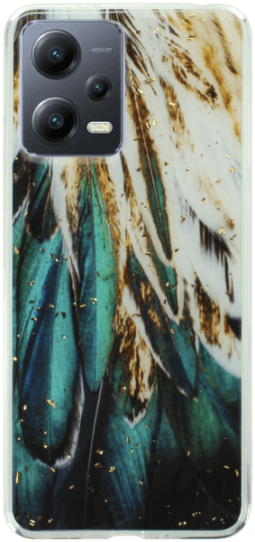 Xiaomi Redmi Note 12 5G kemény hátlap Gold Glam Feathers