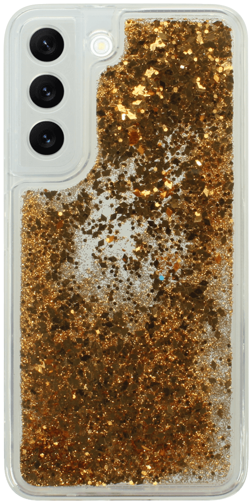 Samsung Galaxy S22 5G (SM-S901B) szilikon tok gyári Liquid Sparkle kameravédővel arany
