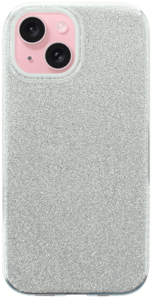 Apple iPhone 15 szilikon tok csillogó hátlap ezüst