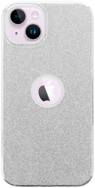 Apple iPhone 14 Plus szilikon tok csillogó hátlap logó kihagyós ezüst