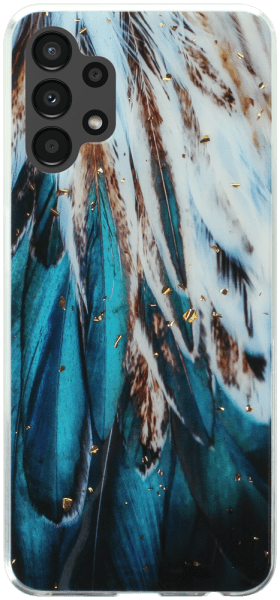 Samsung Galaxy A13 4G (SM-A135F) kemény hátlap Gold Glam Feathers