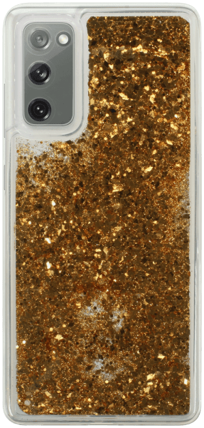 Samsung Galaxy S20 FE szilikon tok gyári Liquid Sparkle kameravédővel arany