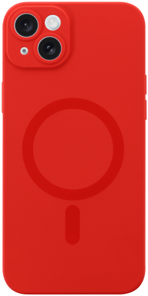 Apple iPhone 15 Plus szilikon tok gyári MagSafe kameravédővel piros