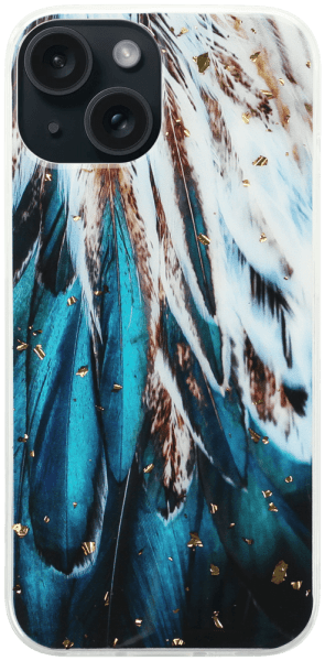 Apple iPhone 15 kemény hátlap Gold Glam Feathers