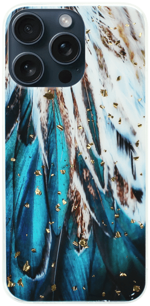 Apple iPhone 15 Pro Max kemény hátlap Gold Glam Feathers