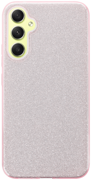 Samsung Galaxy A34 (SM-A346B) szilikon tok kivehető ezüst csillámporos réteg halvány rózsaszín