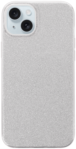 Apple iPhone 15 Plus szilikon tok kivehető ezüst csillámporos réteg átlátszó