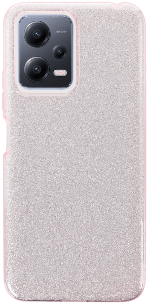 Xiaomi Poco X5 szilikon tok kivehető ezüst csillámporos réteg halvány rózsaszín