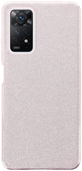 Xiaomi Redmi Note 11 Pro 5G szilikon tok kivehető ezüst csillámporos réteg halvány rózsaszín