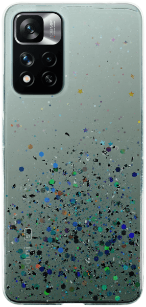 Xiaomi Redmi Note 11 Pro Plus 5G kemény hátlap szilikon kerettel flitteres átlátszó