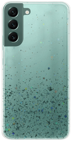 Samsung Galaxy S22 Plus 5G (SM-S906B) kemény hátlap szilikon kerettel flitteres átlátszó