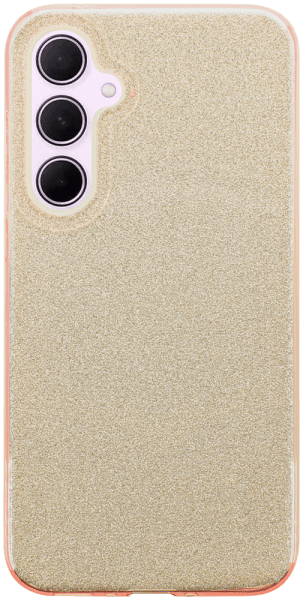 Samsung Galaxy A35 5G (SM-A356B) szilikon tok kivehető ezüst csillámporos réteg halvány sárga