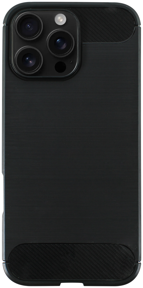 Apple iPhone 16 Pro Max ütésálló szilikon tok szálcsiszolt-karbon minta légpárnás sarok fekete