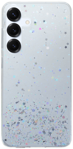 Samsung Galaxy S25 (SM-S931B) kemény hátlap szilikon kerettel flitteres átlátszó