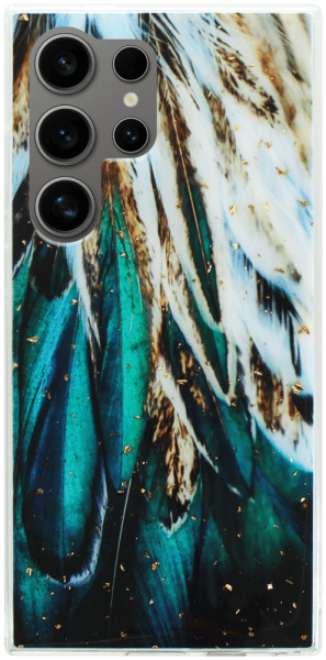 Samsung Galaxy S24 Ultra (SM-S928B) kemény hátlap Gold Glam Feathers