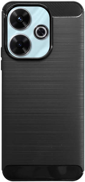Xiaomi Redmi 13 4G ütésálló szilikon tok szálcsiszolt-karbon minta légpárnás sarok fekete