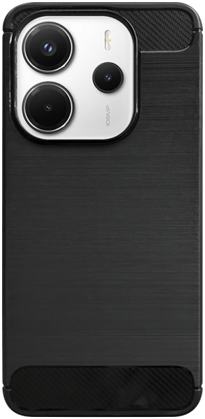 Xiaomi Redmi Note 14 4G ütésálló szilikon tok szálcsiszolt-karbon minta légpárnás sarok fekete