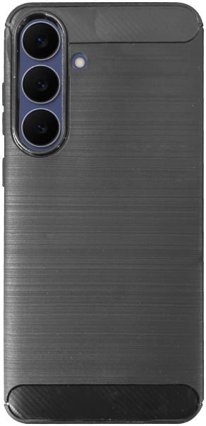 Samsung Galaxy S25 FE (SM-S731B) ütésálló szilikon tok szálcsiszolt-karbon minta légpárnás sarok fekete
